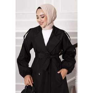 Gabardina abotonada con Charretera negra - Product Image 3