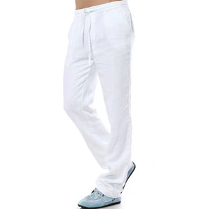 Pantalons de laboratoire dentaire décontractés pour hommes, taille élastique, braguette à boutons, grande taille, ensembles de blouses d'infirmière, confortables, en toile de lin/coton, antistatiques - Product Image 5