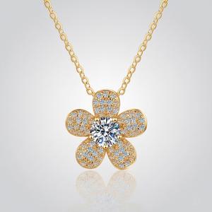 Collier pendentif simple en argent sterling S925 en forme de fleur avec moissanite 1 CT, bijoux fins et élégants, cadeau de fête pour femmes, perle noire - Product Image 4