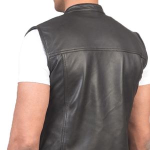 Gilet de moto en cuir sur mesure OEM, design personnalisé, broderie de haute qualité, cuir de vachette de première qualité, entièrement doublé, gilet de moto d'hiver - Product Image 4
