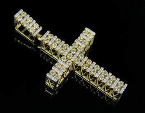 Unisex <b>Silver</b> Moissanite Diamond <b>Cross</b> Pendant Gold Plating Hip Hop Style Religious Iced Out Jewelry - Product Image 1