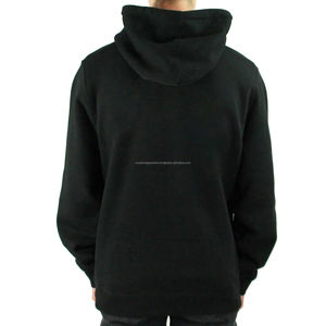 Sweat à capuche noir personnalisable pour homme pour l'hiver pour la conception d'impression bouffante avec technique brodée Sweat à capuche vierge personnalisé - Product Image 2