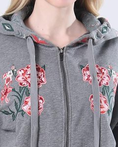Nouveau sweat à capuche gris pour femme, coupe décontractée à épaules tombantes, brodé, anti-plis, respirant, style urbain, doublé devant - Product Image 2