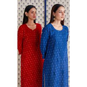 Kurta Chikan ทำด้วยมือสีแดงกับผ้า reyon ชุดเดรสอินเดียแบบนุ่มและหนักสไตล์ปากีสถานสไตล์ salwar anarkali kameez - Product Image 6