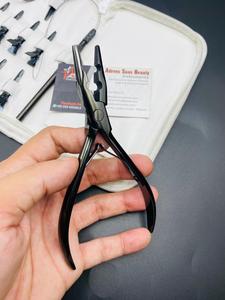 Ensemble de pinces professionnelles en acier inoxydable pour extension de cheveux, comprenant une aiguille de tissage de cheveux ciseaux de couleur plasma noir, vente en gros - Product Image 6