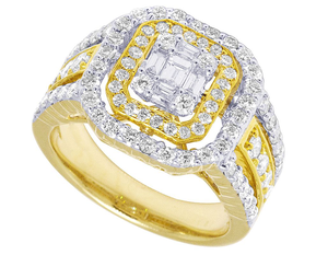Elegant <b>Silver</b> Moissanite <b>Ring</b> With Emerald Cut Center with Double Halo Luxury <b>Statement</b> Moissanite Diamond Jewelry - Product Image 3