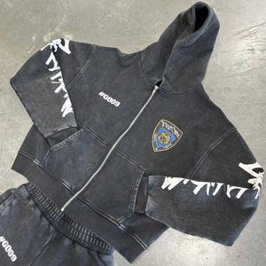 Ensemble de survêtement Hip Hop 2 pièces pour homme, hiver 2025, à capuche, uni, 100% coton, respirant, séchage rapide, léger, décontracté, streetwear - Product Image 4