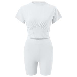 Hawk Eye Sport's Cotton Ribbed High-Waist Fitness Bra Legging Yoga Set Patrón sólido con cierre de cintura elástica PayPal verificado - Product Image 3