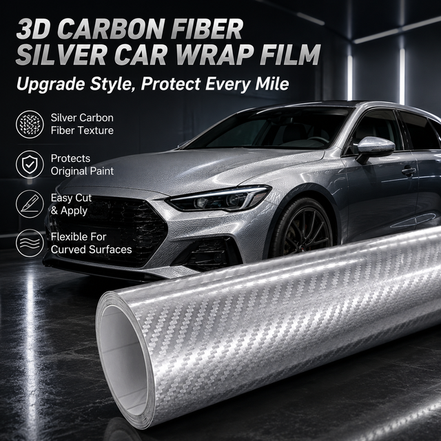 Silver Carbon Fiber Sticker Interior Center Console Car Body Wrap Electric Vehicle/motorcycle DIY Color