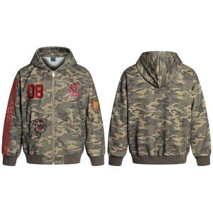 Sweat à capuche pour homme en molleton 100% coton, style uni, effet vieilli, fermeture éclair, broderie personnalisée, 400 GSM, vintage, pour l'hiver - Product Image 2