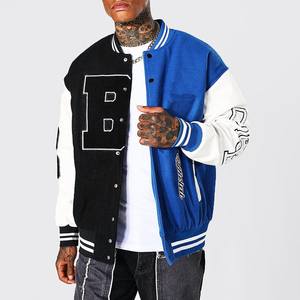 Chaqueta Varsity de Lana Lisa para Hombre, Estilo Urbano, Cuello Alto, Bordado Personalizado, Etiqueta Privada, Venta al Por Mayor, Resistente al Viento - Product Image 1