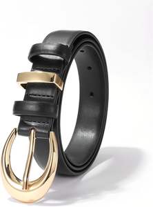 Cinturón de cuero de vaca para mujer, pantalones vaqueros, vestido ajustado a la moda para mujer, cinturón con hebilla dorada - Product Image 6