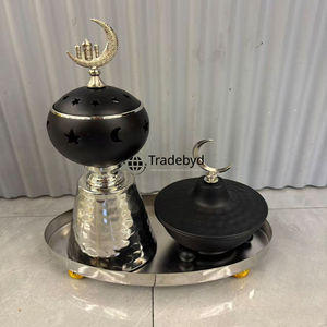 Quemador de Bakhoor Metálico Decorativo Hecho a Mano de Primera Calidad Tradebyd, Mukhbar Árabe para Decoración del Hogar y Fragancia - Product Image 1