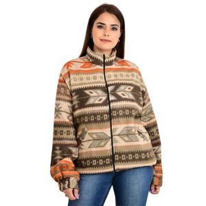 Kimono Automne Hiver Veste en Laine de Yak Mélangée Zippée Douce et Confortable avec Motif Géométrique Aztque - Product Image 1