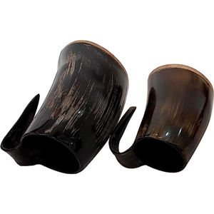 แก้วดื่มไวน์ไวกิ้งสีดำดีไซน์ดีทำจากฮอร์นครีบธรรมชาติเหมาะสำหรับแก้วเบียร์และงานแต่งงาน - Product Image 5