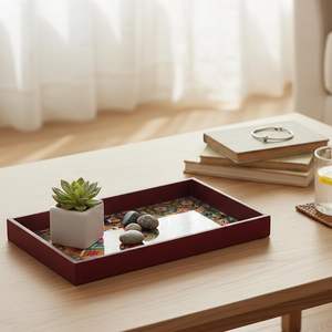 Plateau de service en bois multifonctionnel, organisateur de cuisine et de salle à manger, couleur marron disponible avec autocollant personnalisé disponible, meilleur prix - Product Image 4