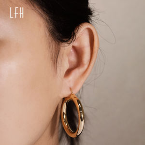 도매 순금 18K 귀걸이, 18K 진짜 금 원형 클립온 후프 귀걸이, 사우디 금 보석, 18K 전당포 가능 - Product Image 2