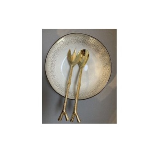 Juego de cuchara de servidor de ensalada de latón pulido hecho a mano de fabricante indio de 2 piezas al por mayor con venta de obsequios - Product Image 5