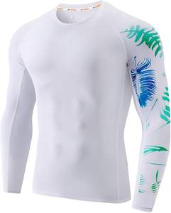 Camiseta de Compresión para Hombre con Protección Solar UPF 50+ UV, Manga Larga, Transpirable, de Spandex/Poliéster, con Logotipo Personalizado, Secado Rápido, para Surf - Product Image 3