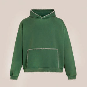 Sweat-shirts à capuche pour hommes avec surpiqûres contrastées, 100% coton, tissu molletonné lourd, sweat-shirts à capuche pour hommes - Product Image 1