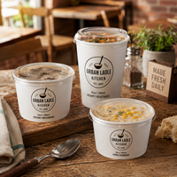Bol en kraft blanc personnalisé AT PACK de 500 ml, 1000 ml, 1300 ml avec couvercle en PET pour la soupe, emballage alimentaire à emporter