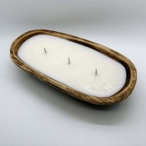 ชามไม้ทำมือดีไซน์สวยสำหรับตกแต่งบ้าน ที่ใส่เทียนไม้ยาวขนาดสั่งทำพร้อมเทียนตกแต่ง - Product Image 6