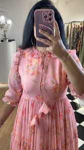 ชุดเดรสผ้าชีฟองสไตล์อินเดียพื้นเมืองสำหรับผู้หญิงชุดใส่ไปเรียนแบบยาวตรงเรียบง่ายพร้อมคอกลมพิมพ์ลายเสื้อซักได้จากอินเดีย - Product Image 4