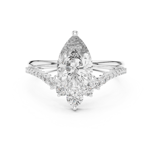 Bague de fiançailles de luxe DELUSIONAL en or blanc 18 carats plaqué rhodium avec diamant de laboratoire taille poire 2 carats et pierres latérales 0,3 carat certifiées - Product Image 4