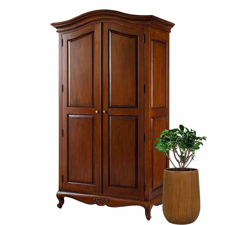 French Provincial Solid Wood Mahogany Armoire Knock Walnut European Doors Durable Bedroom Furniture Wardrobes for Hotels