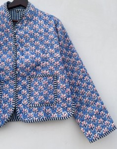 Handmade Cotton Quilted Women's Bomber Jacket Floral Embroidered <b>Winter</b> Short Reversible Coat Stand Collar Button <b>Decoration</b> - Product Image 3
