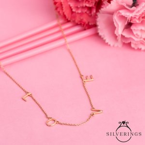 Collier en argent sterling 925 Silverings L.O.V.E en or rose avec pendentif en forme de lettre pour cadeau - Product Image 5