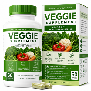 Cápsulas de Vegetales Premium en Polvo 900mg, Complejo de Espinacas, Brócoli, Kale, Zanahoria, Remolacha, Repollo, Apio, Perejil <span class=keywords><strong>y</strong></span> Otros Vegetales Verdes, Venta al Por Mayor - Product Image 1
