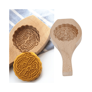 เครื่องมืออบขนมด้ามไม้สำหรับทำเค้ก4หลุมแม่พิมพ์ขนมไหว้พระจันทร์ทำจากไม้เวียดนาม - Product Image 2