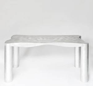 Table à manger design Mobilier moderne minimaliste Table en aluminium massif de forme irrégulière pour salon restaurant - Product Image 1