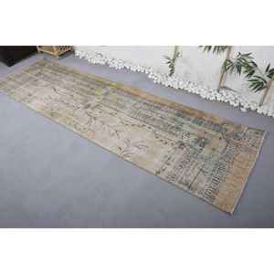 Alfombra de lana verde beige vintage con respaldo de látex de 2,8x10,1 pies, rectángulo de área grande clásico abstracto para pasillo, nuevo modelo, alfombra para habitación - Product Image 2