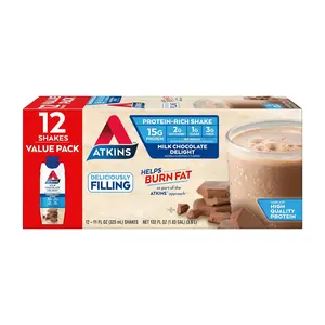 优质批发阿特金斯牛奶巧克力美味蛋白奶昔，15克蛋白质，低血糖，2克净碳水化合物，1克糖