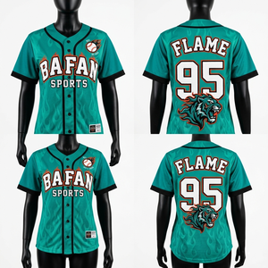 Camiseta de béisbol para mujer, 220 GSM, poliéster transpirable, color malva, ribete azul marino, aplique bordado, logotipo personalizado, camiseta deportiva de béisbol - Product Image 5