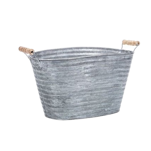 Seau à fleurs en métal galvanisé de qualité supérieure finition rustique décoration de jardin maison accent de pépinière - Product Image 5