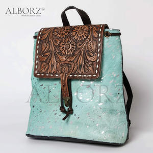 New Stylish Real Handmade Animal Print Fur Leather <b>Backpack</b> Hair Hide Fur Leather Bohemian College Genuine Leather Portable - Product Image 2