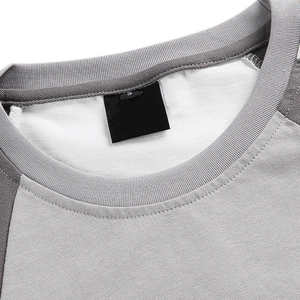 T-shirt personnalisé en patchwork de coton 100% pour hommes 300 gsm Haut vierge oversize épais col rond manches courtes Style décontracté solide - Product Image 5