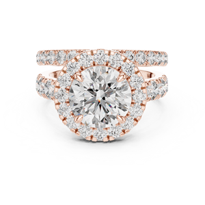 Anillo de Compromiso con Halo de Diamantes Cultivados en Laboratorio de 4.825 CT para Mujer, Corte Brillante Redondo, Claridad VVS-VS EF, Diamantes CVD, Oro de 18K, 14K, 10K - Product Image 2
