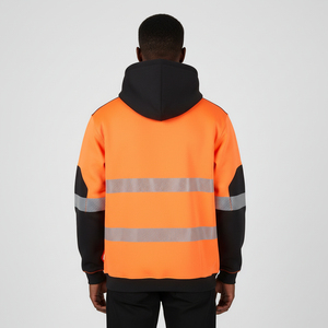 High Visibility Outdoor Reflective <b>Hoodies</b> Waterproof Clothing Florescent <b>Orange</b> Winter Wear Safety Protective Pullover <b>Hoodies</b> - Product Image 2