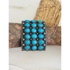 Kevin Billah Kingman Fashion <b>Cuff</b> <b>Bracelet</b> Turquoise & Sterling <b>Silver</b> Cluster Design - Product Image 2