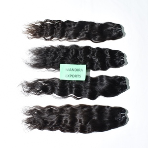 Extensions de cheveux indiens Remy bruts non transformés couleur naturelle Machine en vrac Double trame paquets ondulés soyeux vague profonde en gros - Product Image 2