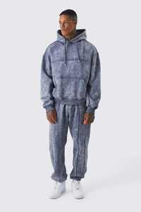 2025 superventas hombres Jogging Wear Sudadera con capucha y pantalones de chándal conjunto hombres ropa Casual transpirable lavado ácido chándales para la venta - Product Image 2