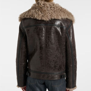 Chaqueta Bomber de Cuero Moderna para Mujer con Forro de Piel |   Abrigo de Cuero con Forro de Piel Gruesa para Invierno |   Chaquetas de Moda al por Mayor, ODM al por Mayor - Product Image 3