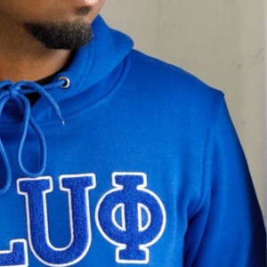 Phi Beta Sigma BLEU Chenille Hoodie Noir 100% Coton Polaire Hiver Grec Vie Fraternité Pull avec Poche Kangourou - Product Image 2