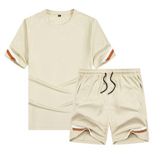 ชุดเสื้อผ้าลำลองถักแขนสั้นและกางเกงขาสั้นสำหรับผู้ชาย, ชุดลำลองไซส์ใหญ่พิเศษเอวยางยืดน้ำหนักเบา - Product Image 5