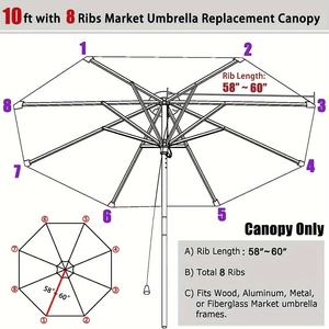 आउटडोर आंगन अवकाश छाता कवर रेन प्रूफ सनस्क्रीन यूवी छाता कपड़ा पॉलिएस्टर रिप्लेसमेंट गार्डन छत्र कपड़ा कवर - Product Image 3