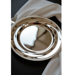 Assiette de service de 13 pouces, couleur violette, pour restaurant, banquet, vente en gros, personnalisable, sous-assiette en métal faite à la main, assiette de luxe en métal - Product Image 5